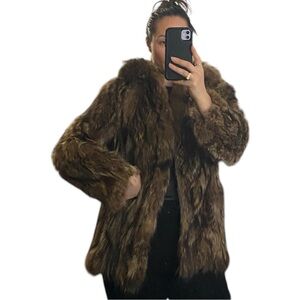 Vintage brown multi Fur Coat
